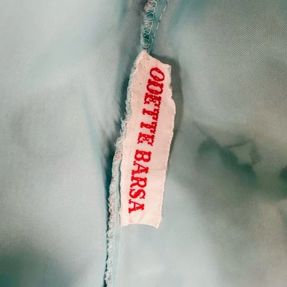 Lace Robe Kimono with Blue and Pink Accents and Ties Odette Barsa Vintage - Picture 6 of 7